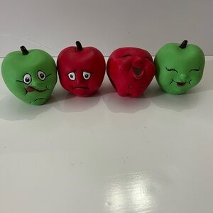 Unique wacky, ceramic apples, home decor, fun faces